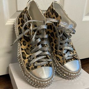Size 35 “converse” style shoe. Cheetah and silver studs